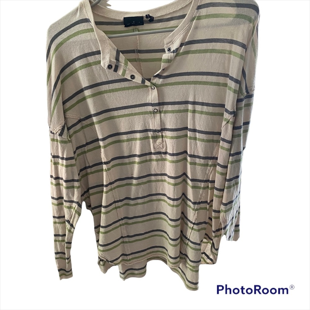 Long sleeve striped button down top size M